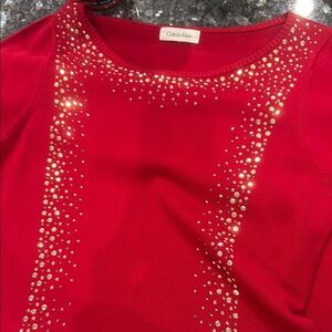 Calvin Klein Red Top with Gold Accents